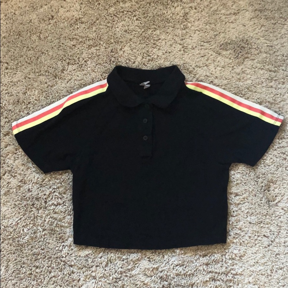 Asos cropped polo top with bright contrast stripe